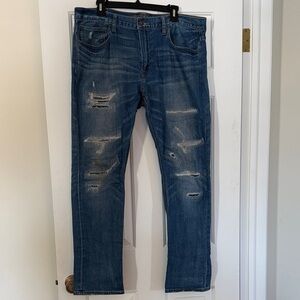 American Eagle Outfitters Men's Ripped Blue Jeans Slim Stretch